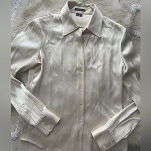 Women’s Theory Small S Silky Cream Colored Button Down Top